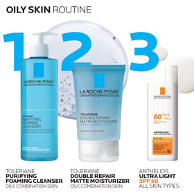 La Roche-Posay before and after skin showing reduced shine and smoother texture