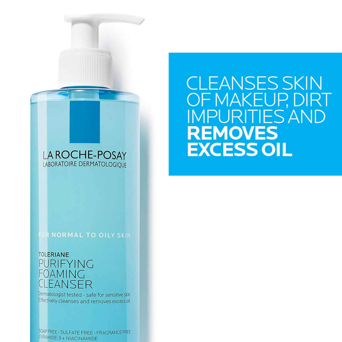 La Roche-Posay bottle beside thermal water bottle to show soothing formulation benefit