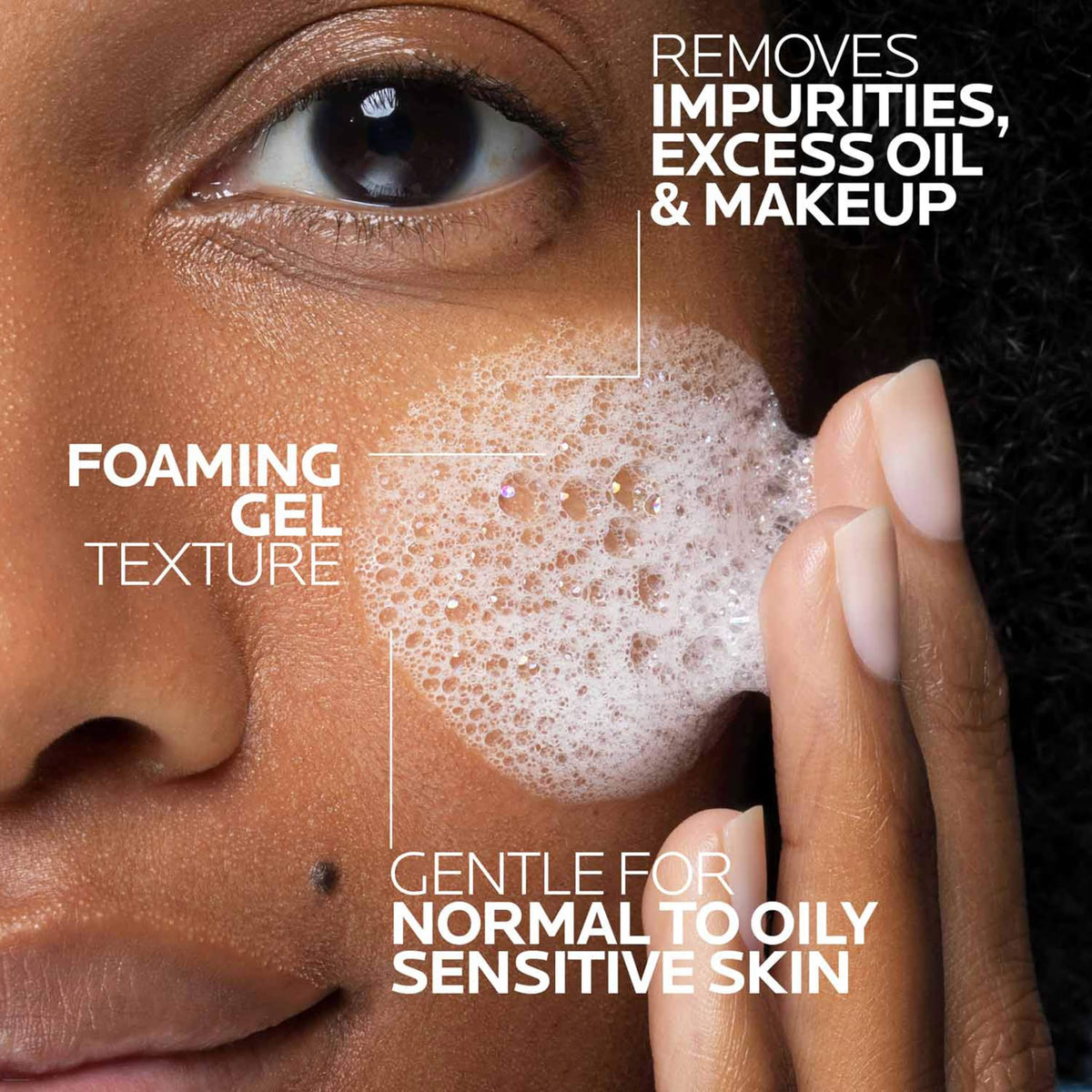 La Roche-Posay close-up ingredients label highlighting niacinamide and ceramide benefits