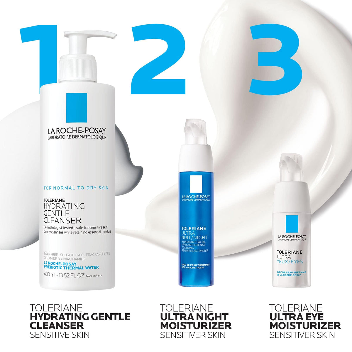 La Roche-Posay night routine scene showing calm skin before sleep and comfort