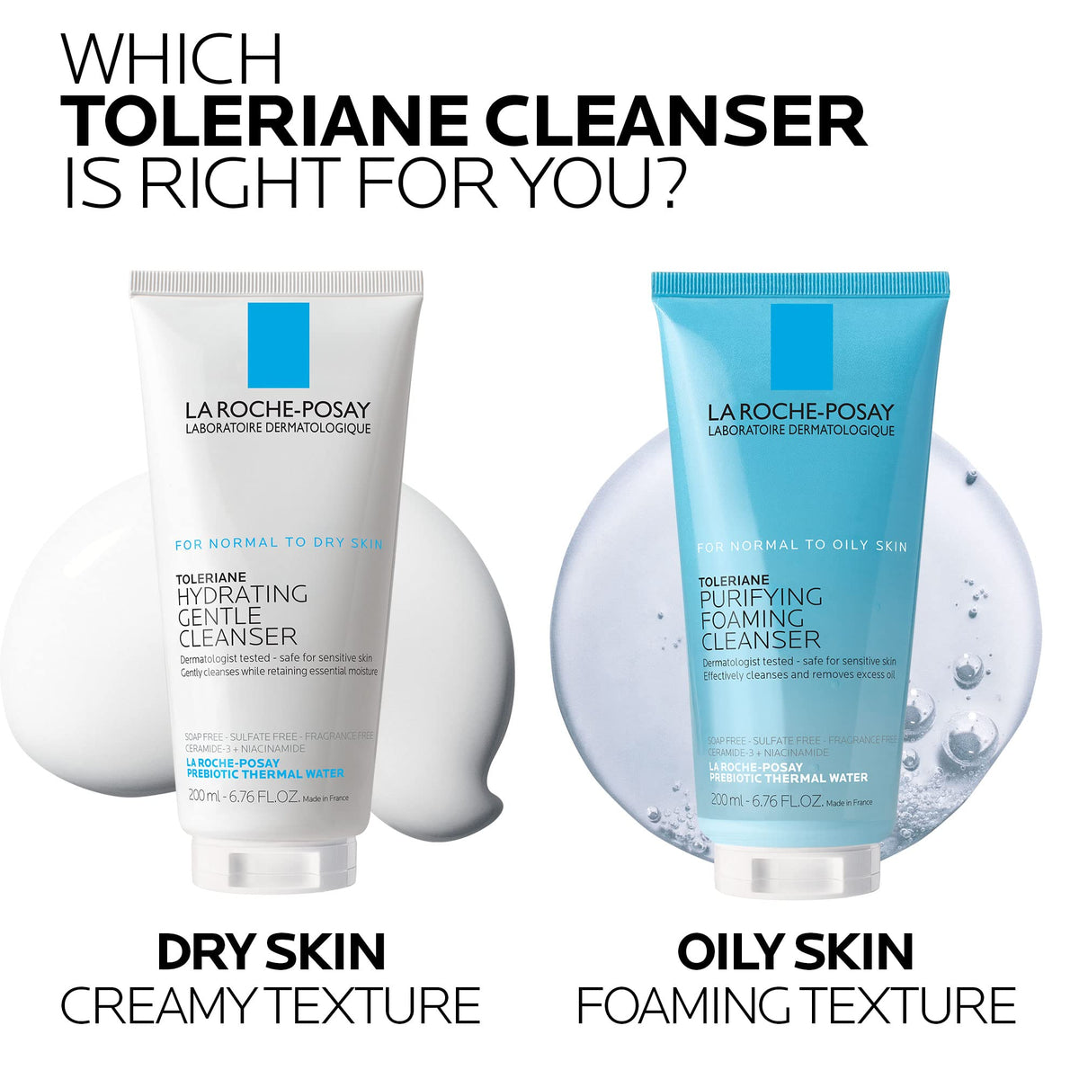 La Roche-Posay gentle foam on skin demonstration showing soft cleanse and comfort