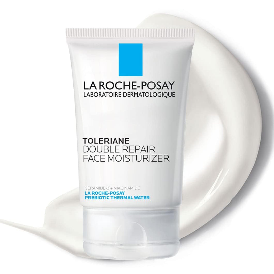 La Roche-Posay front packaging showing the moisturizer and clean design benefit: clear product ID