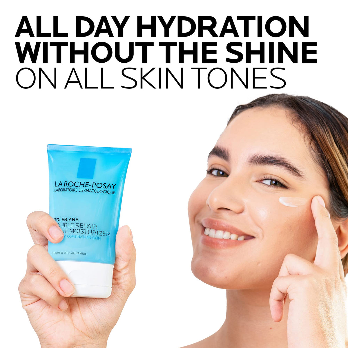 La Roche-Posay product label highlighting ceramide and niacinamide benefits
