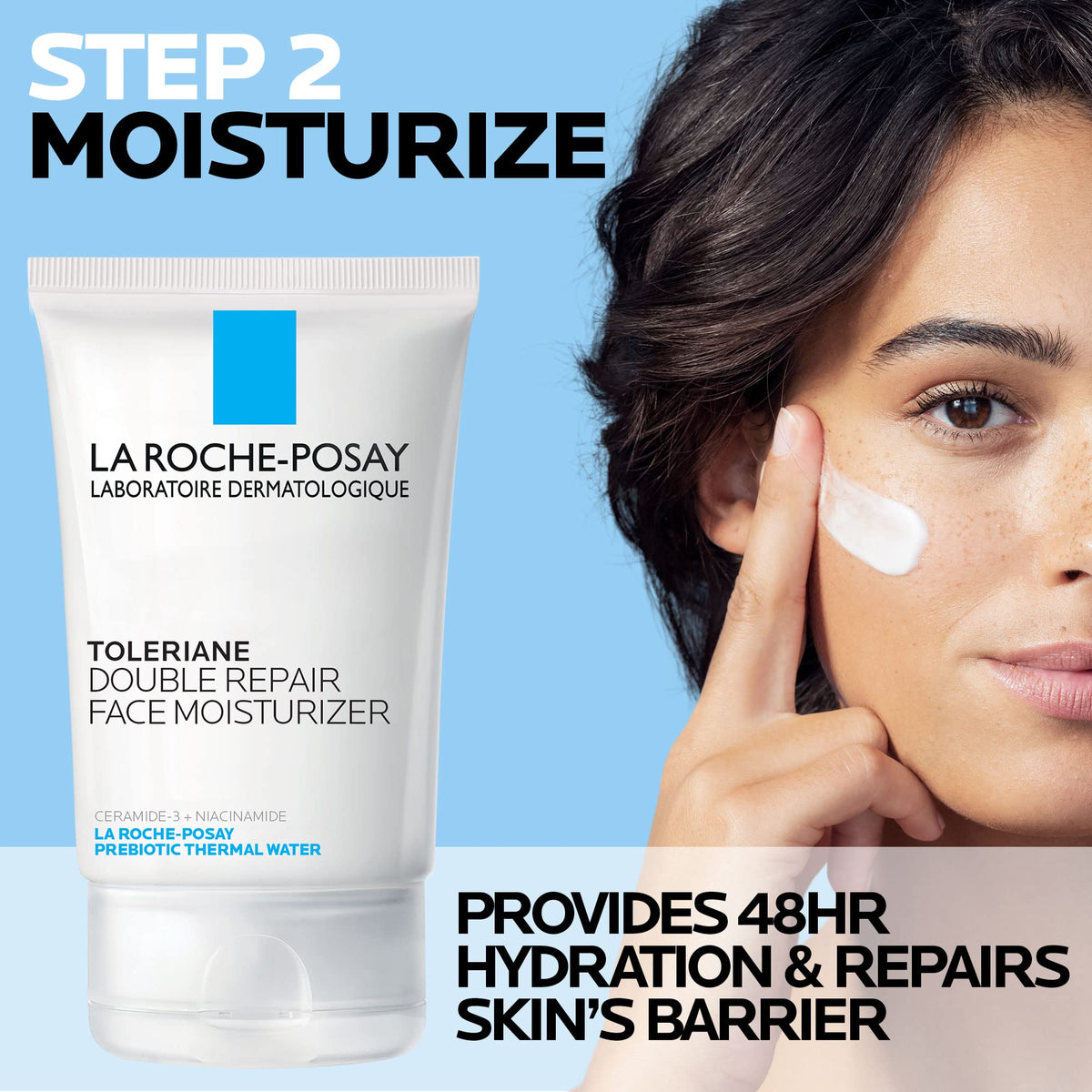 La Roche-Posay moisturizer open jar texture showing lightweight cream and fast absorption