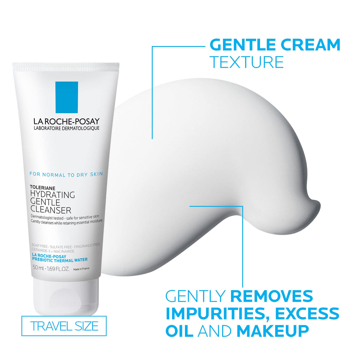 La Roche-Posay moisturizer on palm scale showing small amount covers face and hydrates