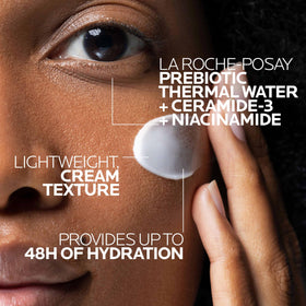 La Roche-Posay open jar texture close-up showing lightweight cream that absorbs quickly