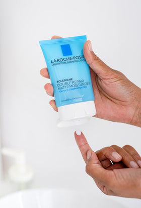 La Roche-Posay paired with serum and sunscreen for layered daytime routine