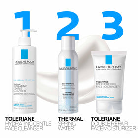 La Roche-Posay size comparison with credit card showing portable daily moisturizer benefit