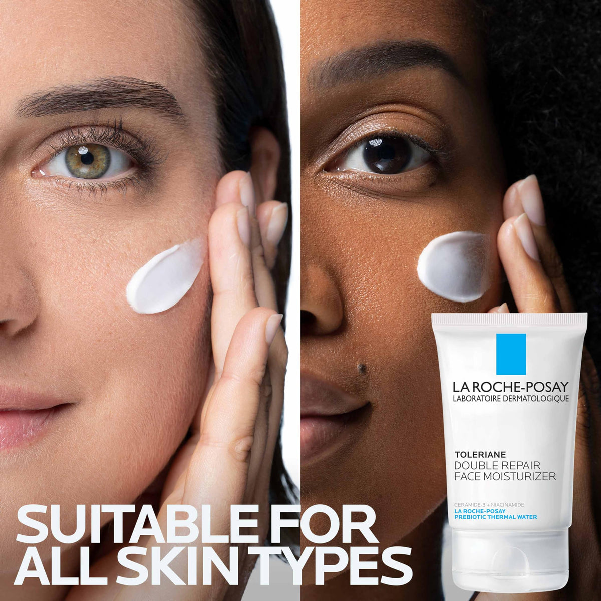 La Roche-Posay Thermal Water with jar illustrating prebiotic soothing and microbiome support