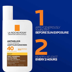 La Roche-Posay tube with water droplet showing 40-minute water resistance