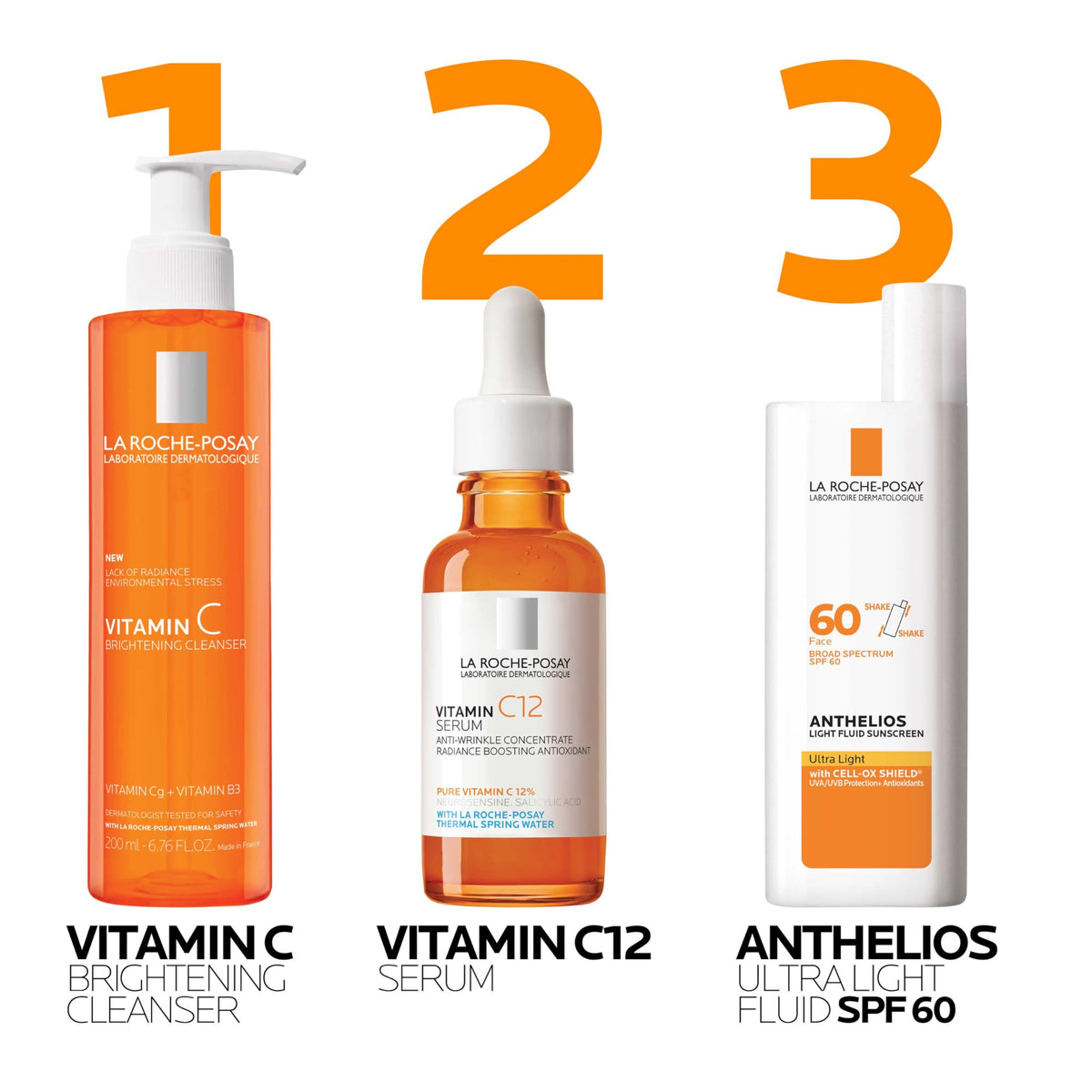 La Roche-Posay before after swipe showing brighter-looking skin benefit