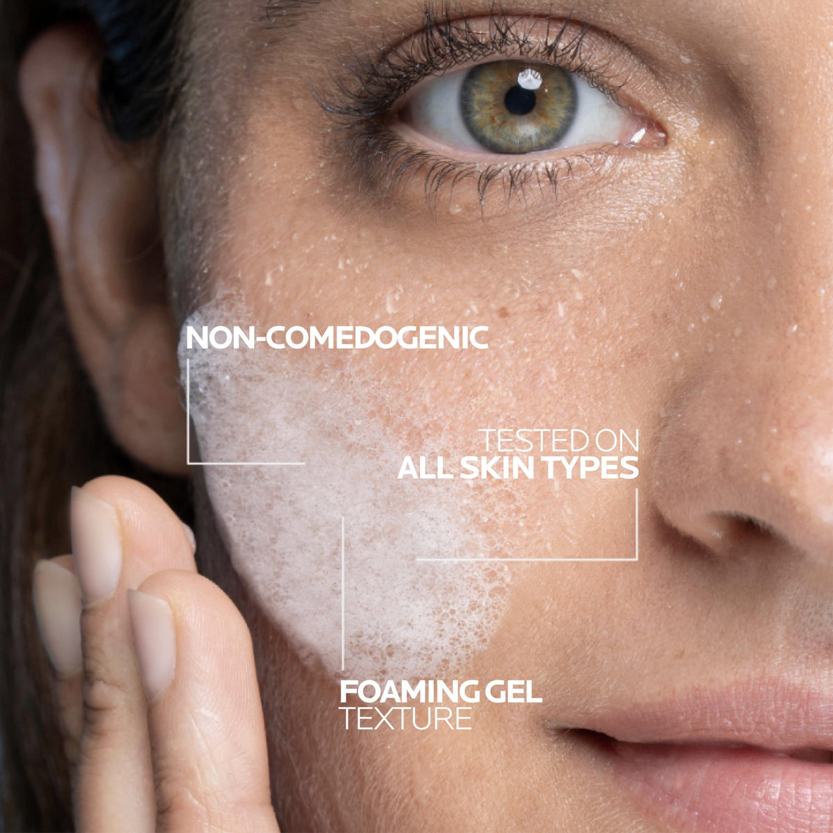 La Roche-Posay gel texture close-up showing smooth consistency for gentle cleanse