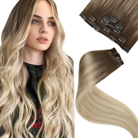 LaaVoo front packaging showing ombré clip-in set and benefit of salon look