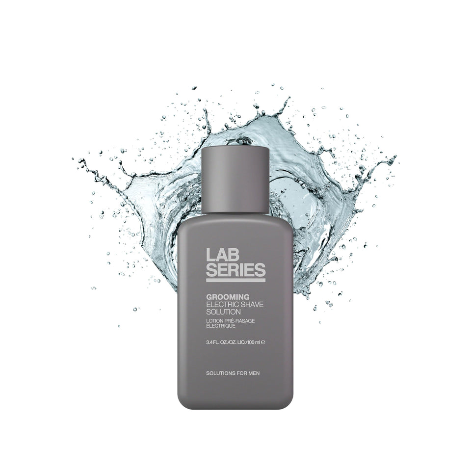 Lab Series front packaging showing bottle and branding, promotes trusted grooming
