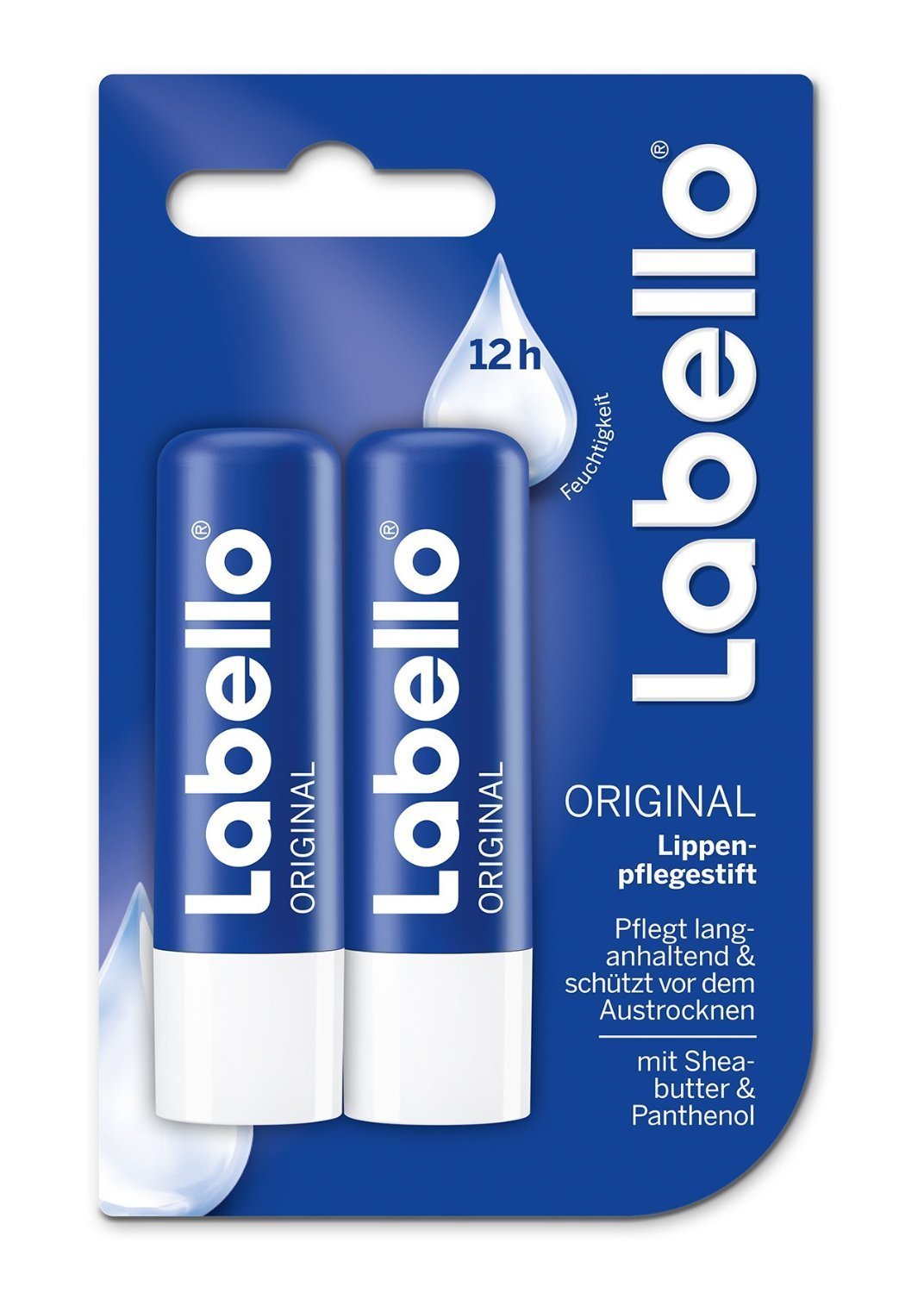Labello Classic Care front packaging showing compact tube and daily hydration benefit