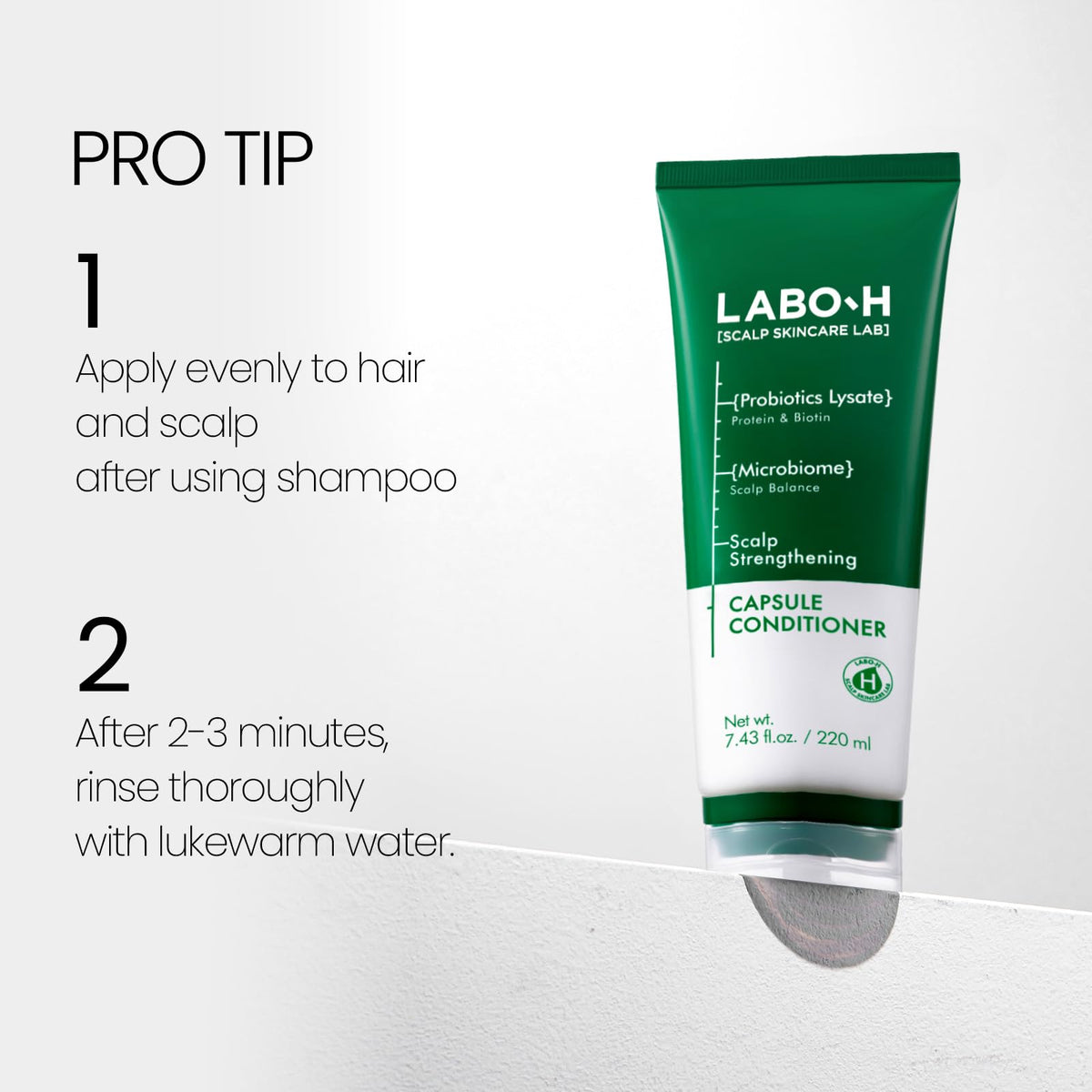 LABO-H before and after hair length and thickness comparison