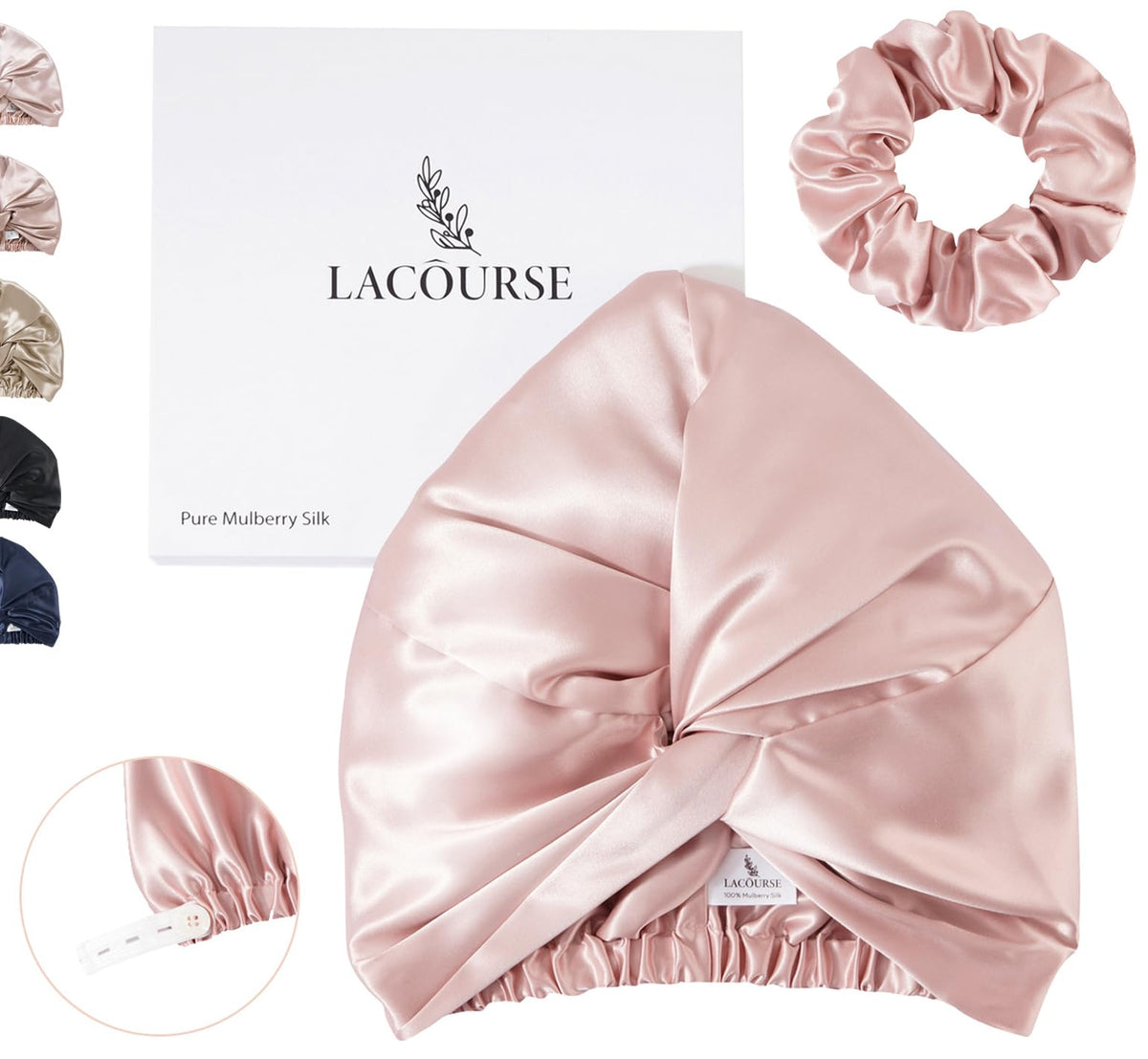 LaCourse front view pink bonnet showing secure fit and smooth finish