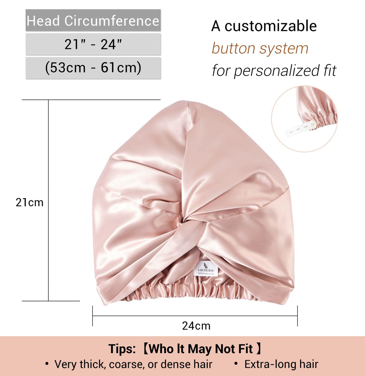 LaCourse matching silk scrunchie included for gentle ponytail hold