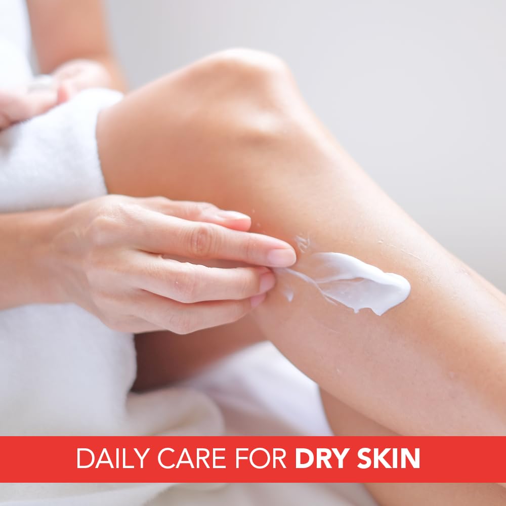 Applying Lactovit Lactourea to dry elbow illustrating targeted relief and softness