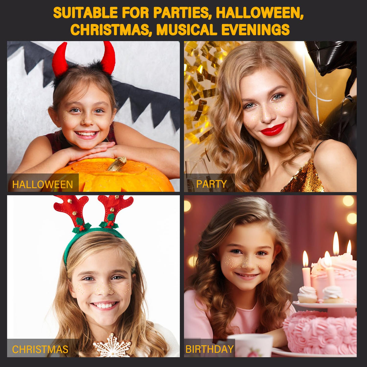 LADDYFOX festival lifestyle look on model showing long-lasting party-ready sparkle