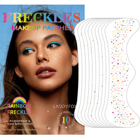 LADDYFOX front packaging showing 10 colorful glitter freckles, ready for parties
