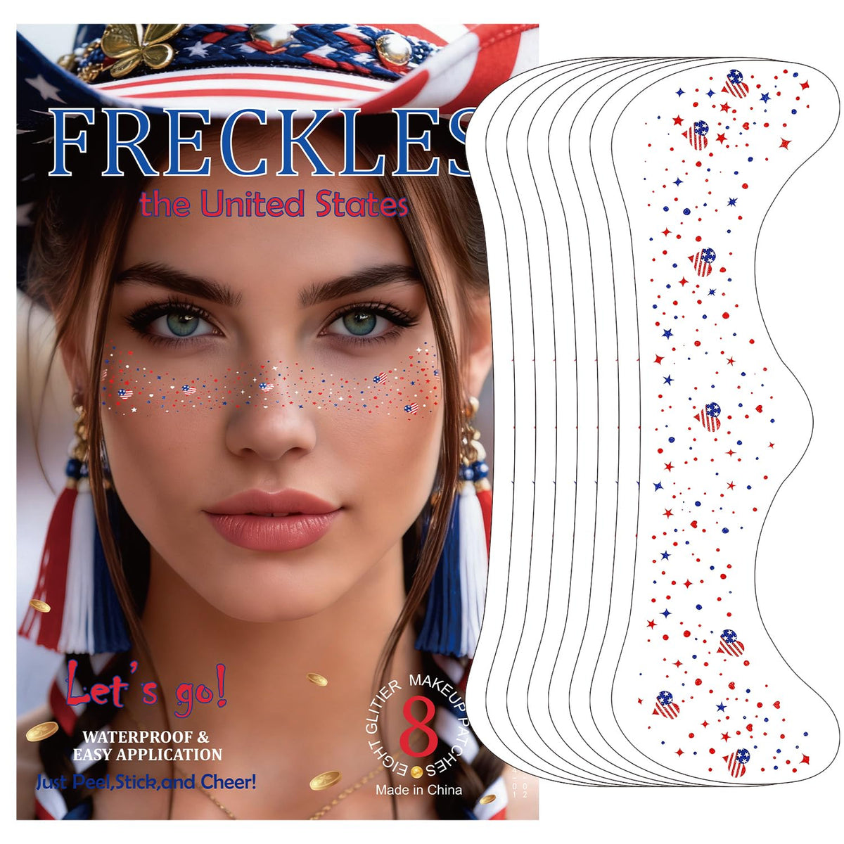 LADDYFOX front packaging showing 8-piece patriotic tattoo kit and instant festive look