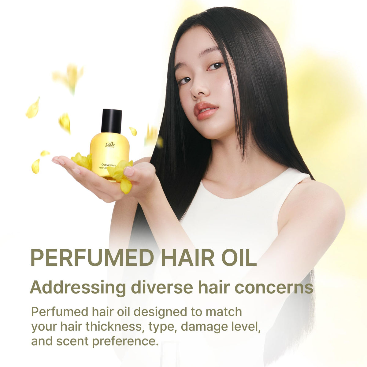 LA'DOR close-up oil drop texture highlighting lightweight, non-sticky feel