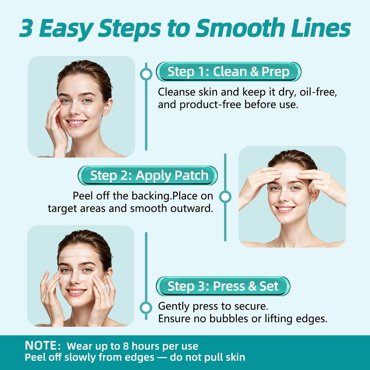 LadPemo patch applied to forehead demonstrating reduced crease movement
