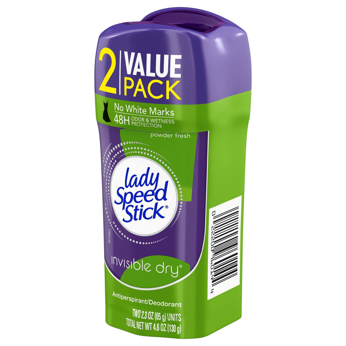Lady Speed Stick close-up of stick being applied, showing dry texture and quick-dry benefit