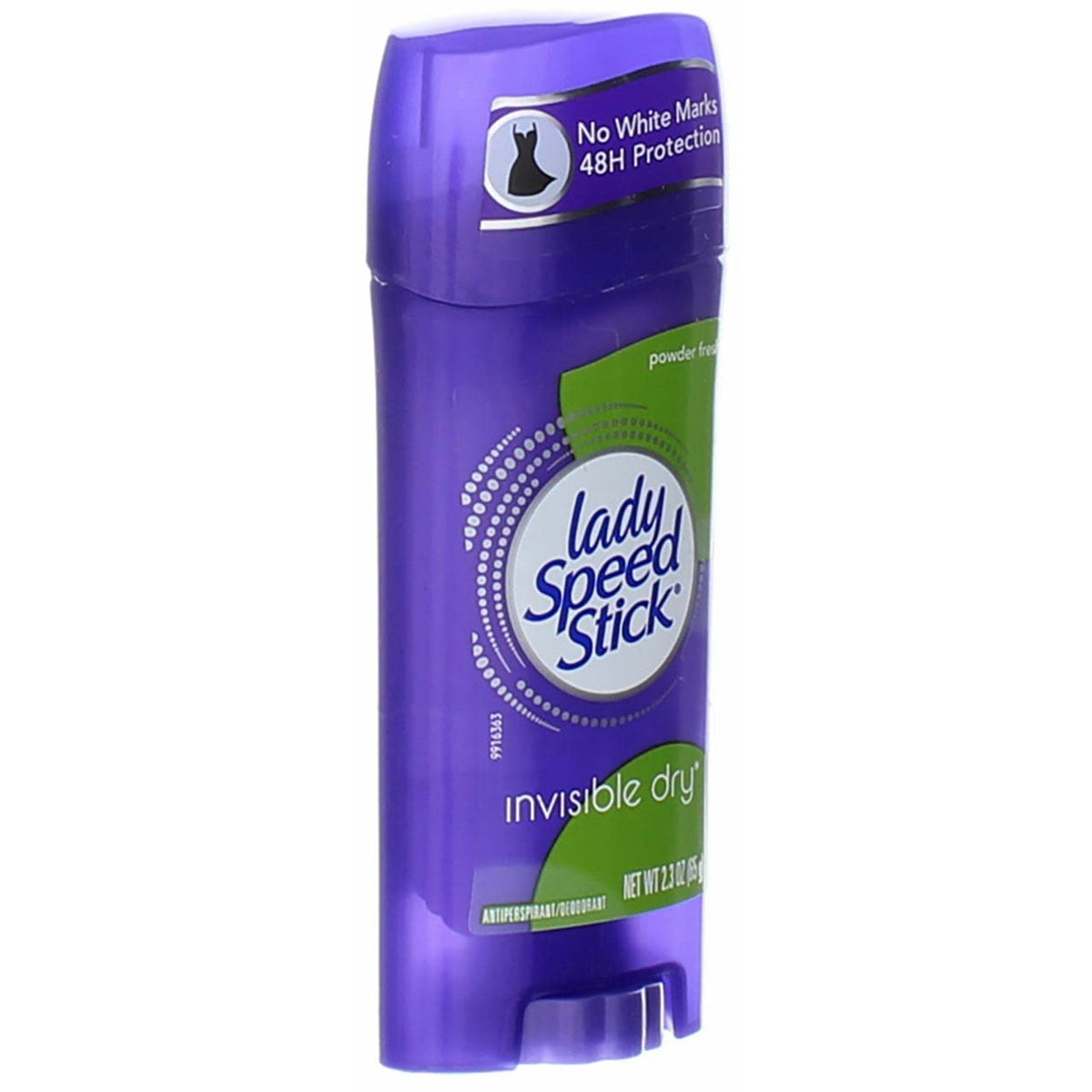 Close-up of Lady Speed Stick dry texture showing non-staining finish benefit