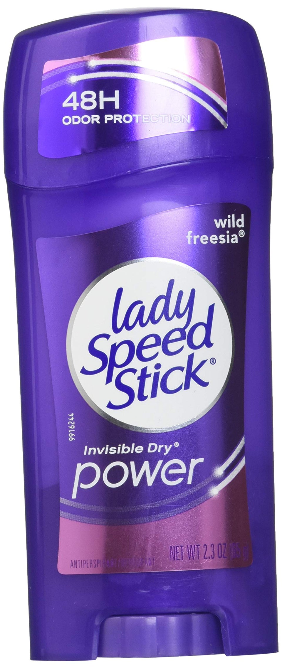 Lady Speed Stick front packaging showing Wild Freesia scent and travel-friendly benefits