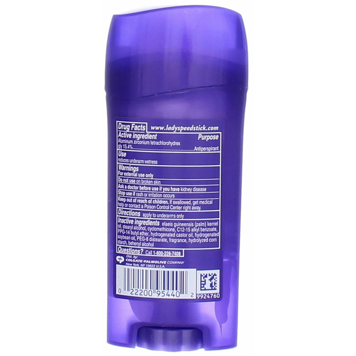 Lady Speed Stick beside ruler showing 2.3 oz size and travel-friendly benefit