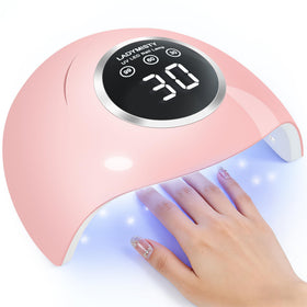 LadyMisty front view of pink 72W UV LED nail lamp showing compact design and fast curing