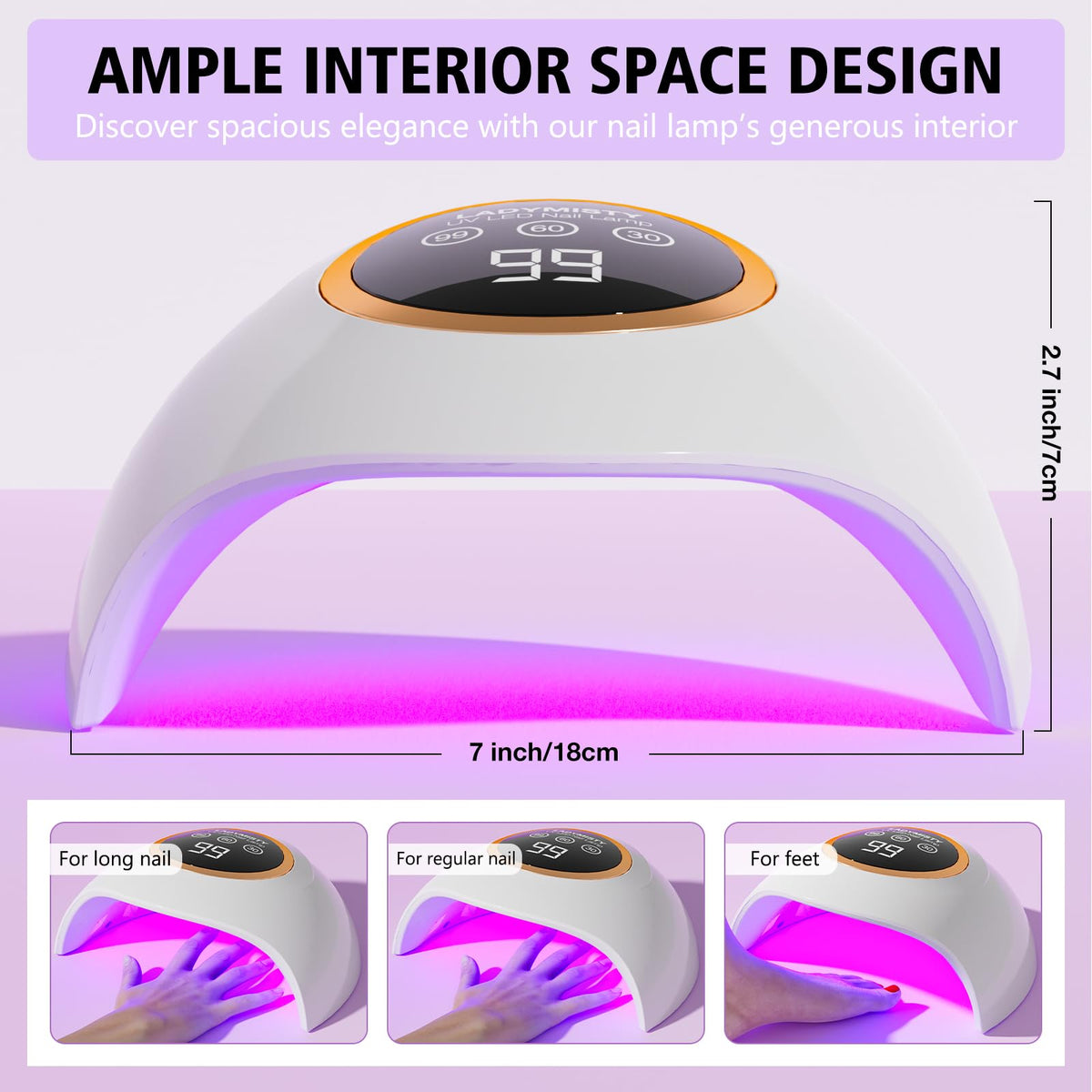 LadyMisty compact lamp beside hand to show portable size and convenience