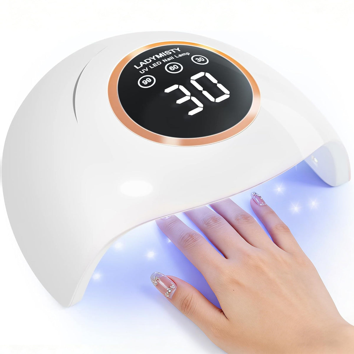 LadyMisty front view showing lamp shape and easy-access opening for fast curing