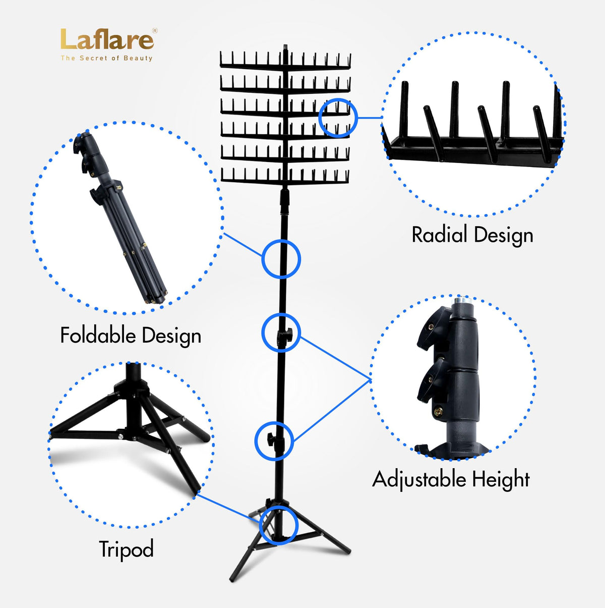 Laflare height adjustment demo showing ergonomic positioning for comfortable styling
