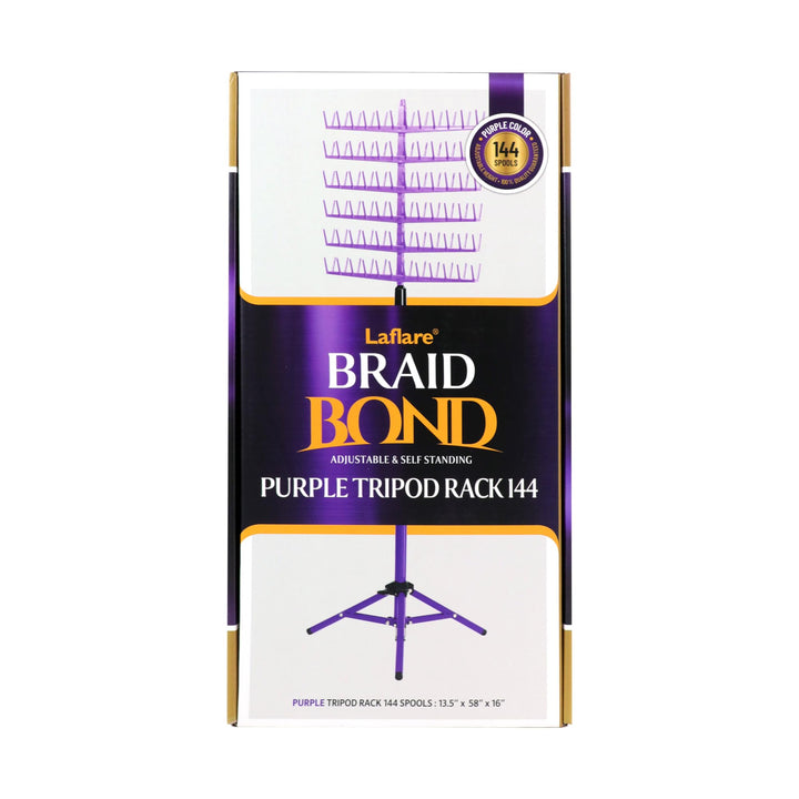 Laflare standing braid rack front view showing 144 pegs and organized extensions