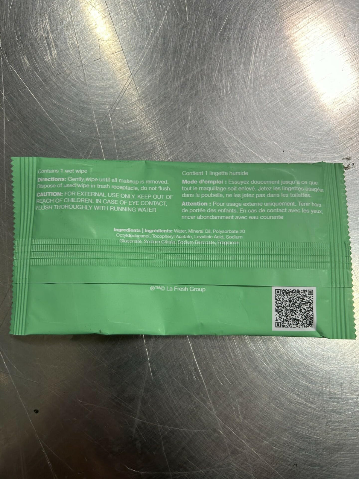 LA Fresh wipe used on face demonstrating quick, gentle cleansing