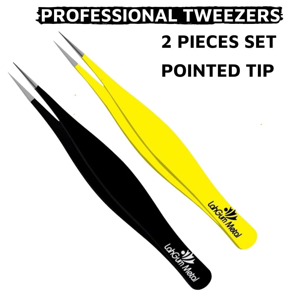 LahGum Metal tweezers on a vanity to highlight grooming readiness and neat storage