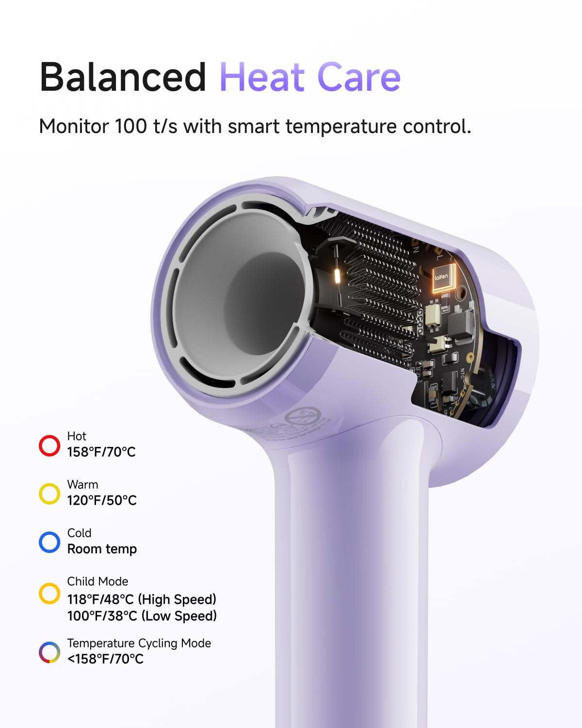 Laifen held in hand to show scale and lightweight 9.88oz comfort for one-hand use