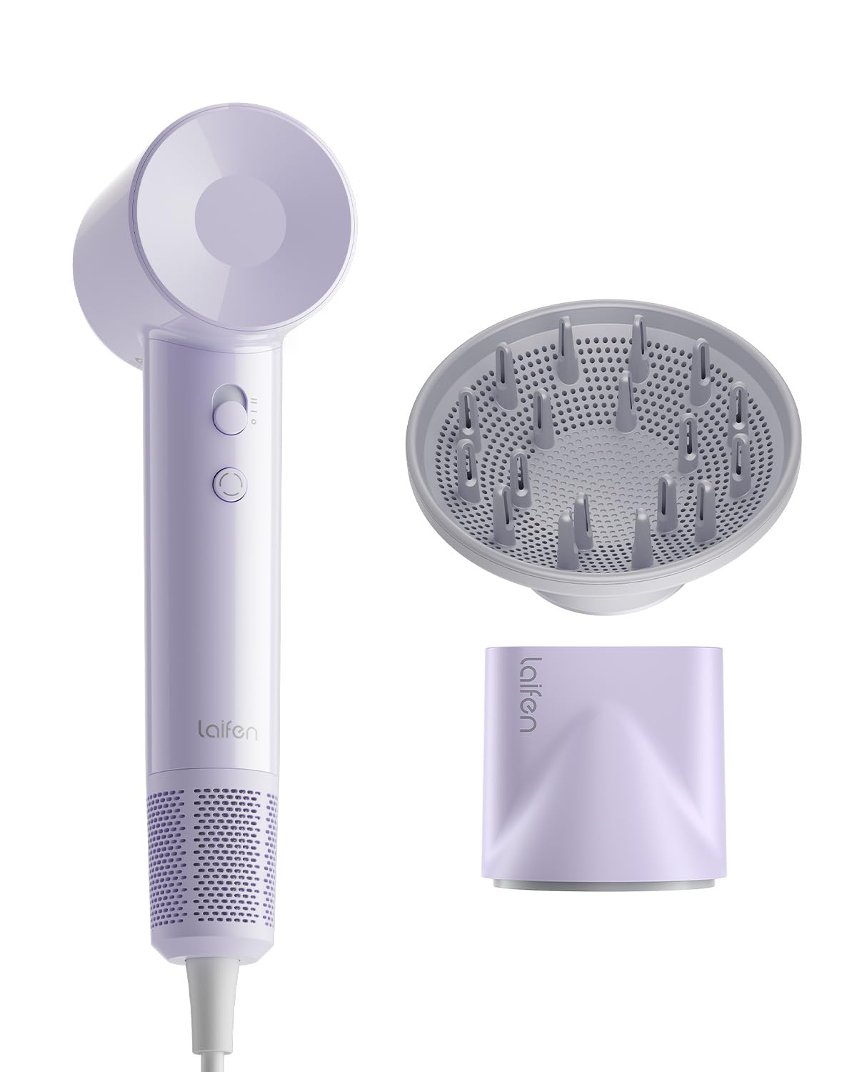 Laifen SE Lite front view showing compact dryer and nozzle, highlights portability