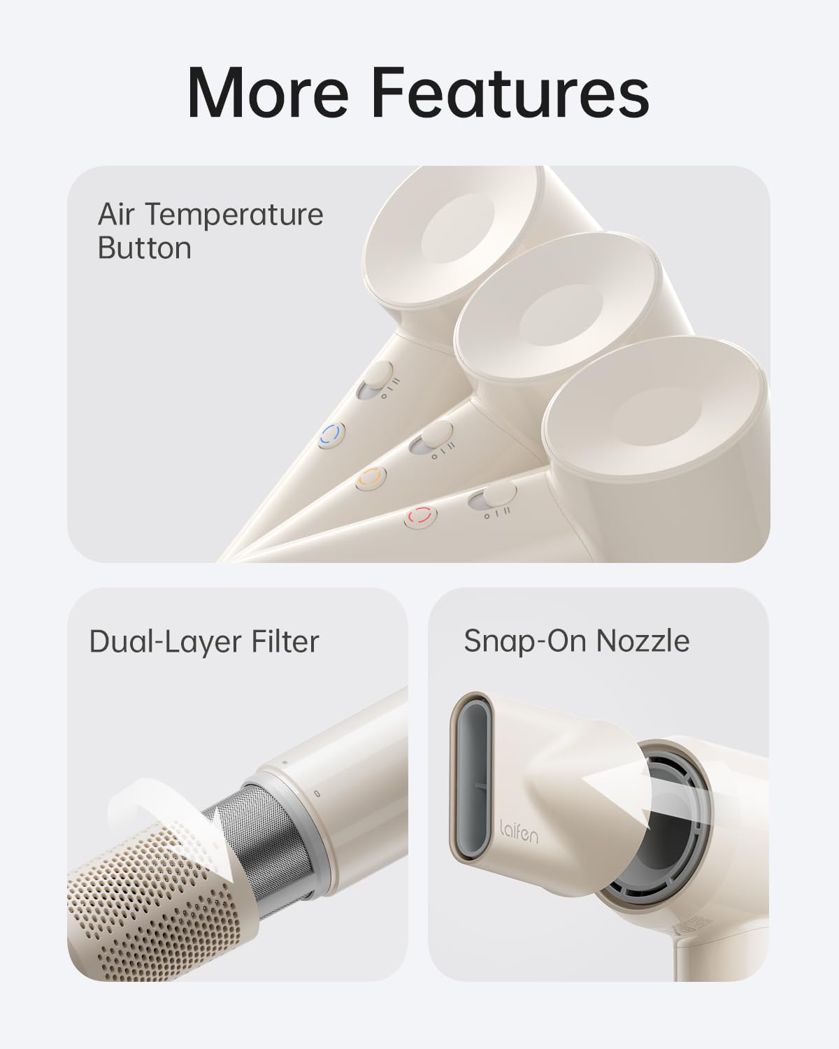 Laifen SE Lite in hand styling hair showing comfortable grip and control