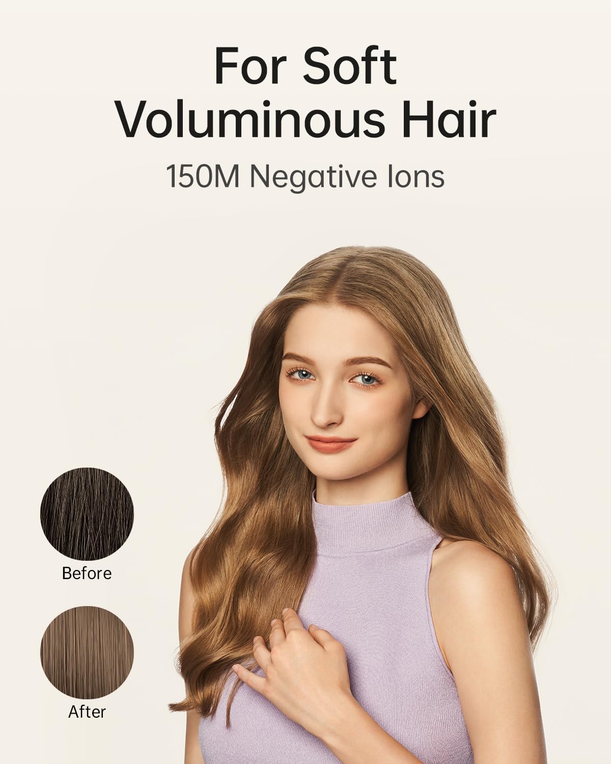 Laifen SE Lite ion visualization demonstrating frizz reduction and shine