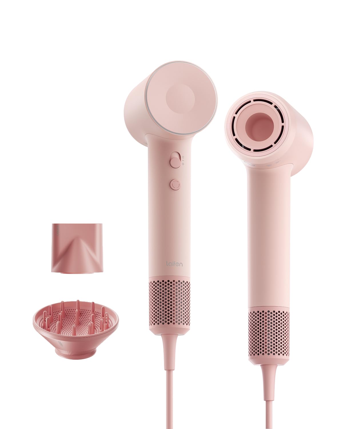 Laifen SE 2 front view showing sleek pink finish and ergonomic handle for comfortable styling