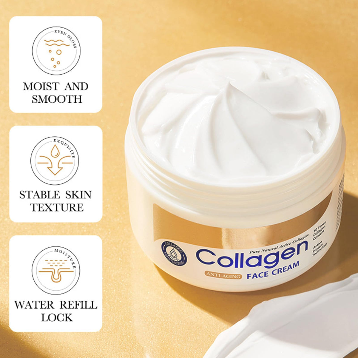LAIKME collagen face cream open jar texture emphasizing rich moisture sealing