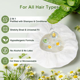 Lajowia cap in use at bedside demonstrating quick, comfortable hair care