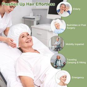 Lajowia cap used with wheelchair user showing safe, low-movement wash