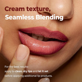 Laka lip liner application on model lips showing defined, natural-enhancing contour