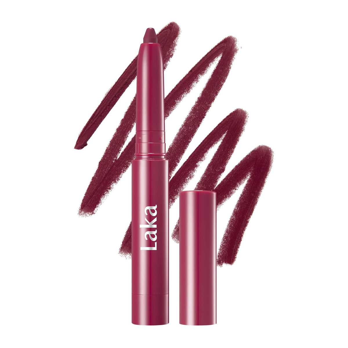 Laka front packaging of mauve whisper liner showing sleek pencil design and benefit