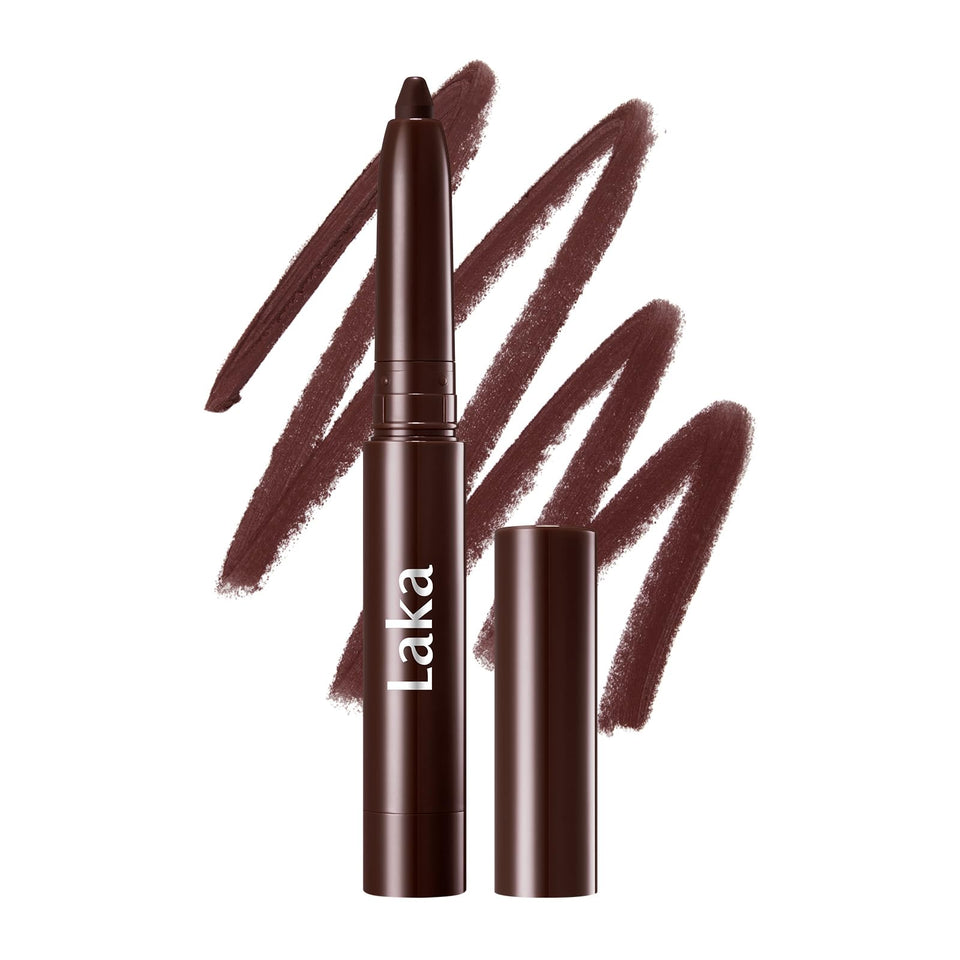 Laka lip liner front pocket shot showing slim pencil and portability benefit